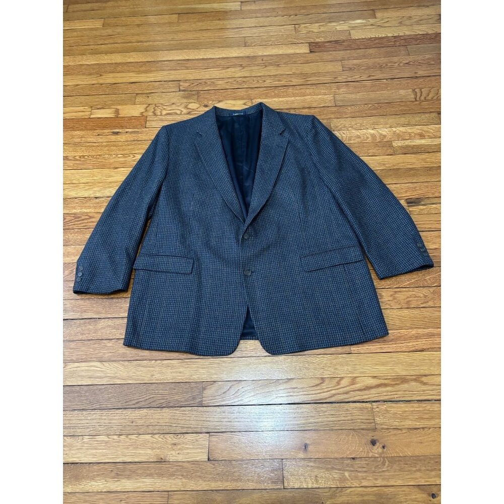 Burberrys' Mens Sport Coat Size 50R Blue Houndstooth Wool Blazer Jacket Burberry